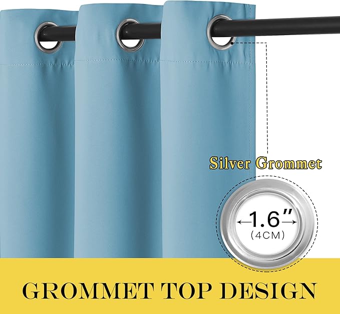 NICETOWN Sliding Glass Door Curtains - Patio Door Blinds, Luxury Home Blackout Curtains for Villa/Hall, Blinds for Bedroom (Teal Blue, 100 inches x 84 inches)