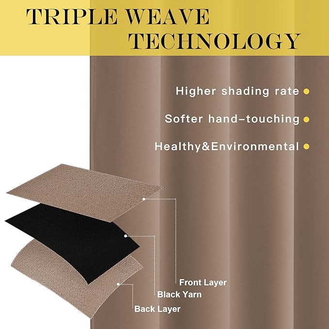 NICETOWN Cappuccino Blackout Curtains for Bedroom/Living Room 132 Inch Length - Thermal Insulated Room Darkening Grommet Top Window Curtains (100 by 132 - Inch, 1 Panel)