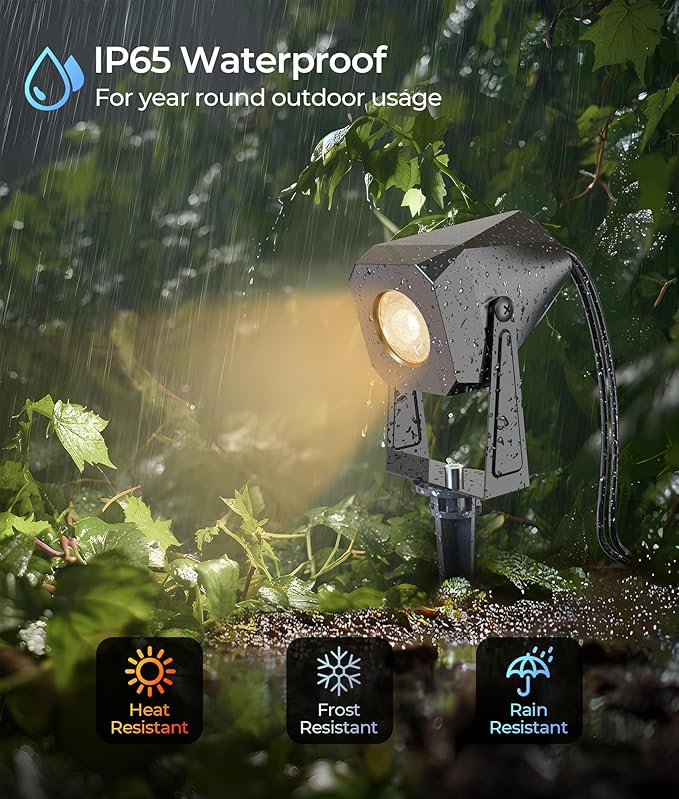 Outdoor Landscape Lighting, 8 Pack Outdoor Spotlights, LED Landscape Lights for House Yard Garden Lawn Tree Fence Plant Flags Pathway, 12V 2700K Warm White, IP65 Waterproof