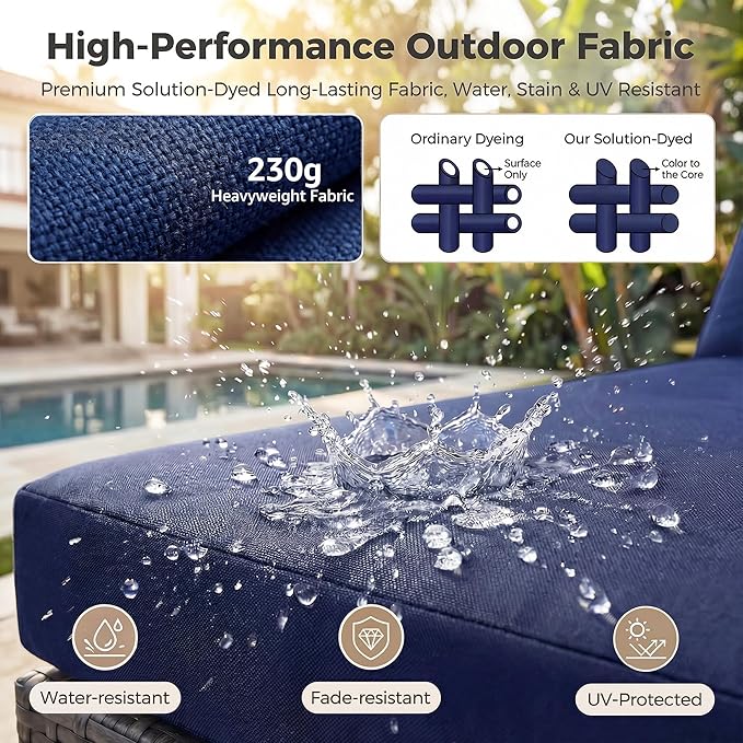 NICESOUL 11 Piece High-End Outdoor Furniture Set, 29.3'' High Back XL Big Size Wicker Patio Sectional, Wide Deep Comfy Conversation Sofas for Garden Deck Backyard Porch, 2 Color Cushion Navy & Grey