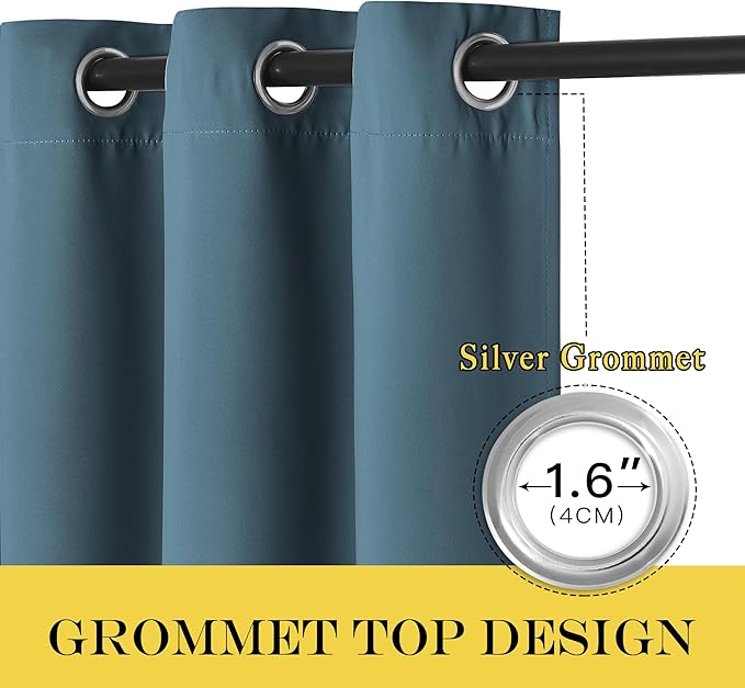 NICETOWN Blackout Room Divider Curtains for Sliding Glass Doors 102 Inches Long 1 Panel, Extra Wide Curtains for Doorway Patio Bedroom Living Room (Smoky Blue, 80Wx102L, 1 Panel)