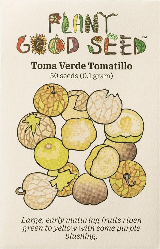 Plant Good Seed Organic Toma Verde Tomatillo Seeds for Planting: Heirloom Vegetable, Yellow Green Fruits - 50 Seed Packet