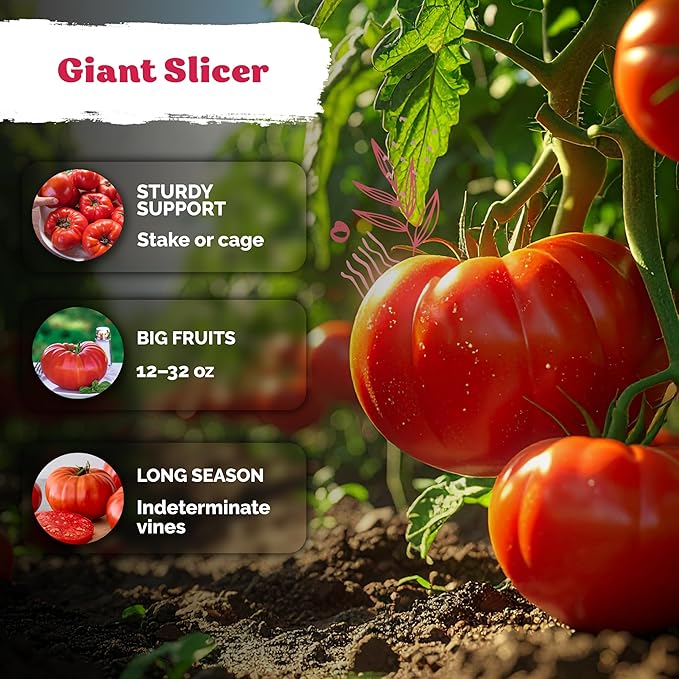 KVITER 325 Giant Beefsteak Tomatoes Seeds (Solanum lycopersicum) – Beef Steak Tomato Seed Packets Heirloom Tomatoes – Non GMO Slicing Tomato Vegetable Seeds for Planting Home Garden, Indoor & Outdoor