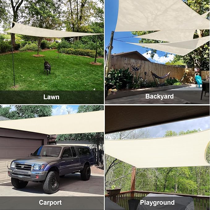 SUNLAX Sun Shade Sail 13' x 20' Butter Cream Rectangle Canopy Sail Shade Cover UV Block Permeable Sunshade Outdoor for Patio Backyard (We Make Custom Size)