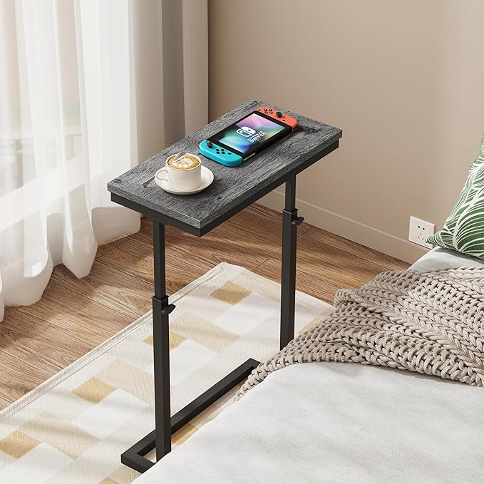 TUTOTAK End Table, Side Table, Tall Couch Table, Sofa Table, Living Room, Bedroom, Grey TB01BY0832