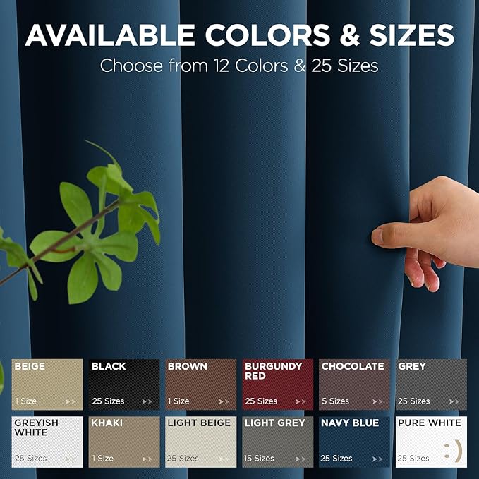 Joydeco Blackout Patio Sliding Door Curtains 108 Inches Long, Grommet Privacy Room Divider Curtains, Extra Wide Thermal Blackout Drapes for Bedroom Living Room (Navy Blue, 60Wx108L, 1 Panel)