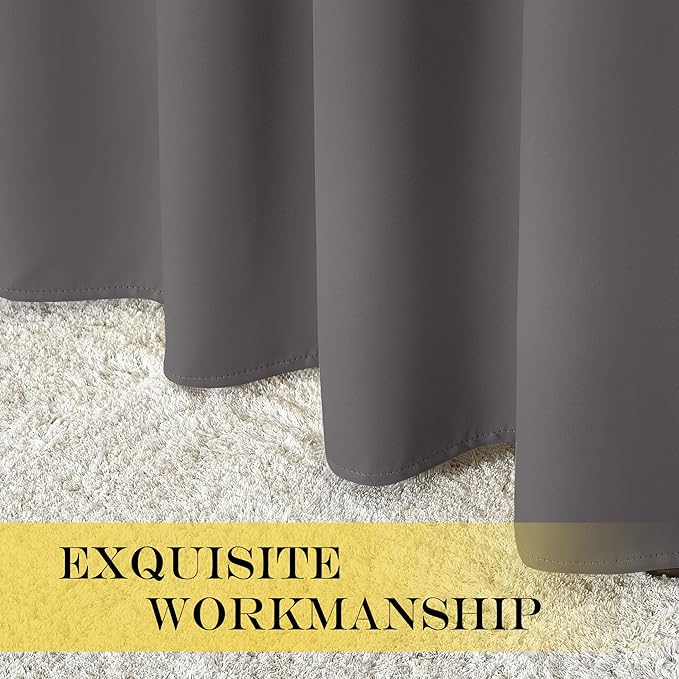 NICETOWN Blackout Gray Curtain 102 inch Length, Grommet Extra Long Thermal Curtain Room Darkening Sound Reducing Window Drape for Sliding Glass Door/Living Room (W66 x L102, 1 Panel)