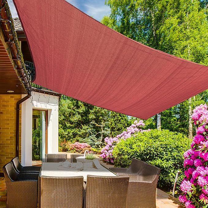 KANAGAWA 10'X16' Rust Red Custom Size Sun Shade Sail Rectangle UV Block Canopy Cover for Patio Backyard Lawn Garden Outdoor (Customized Available)