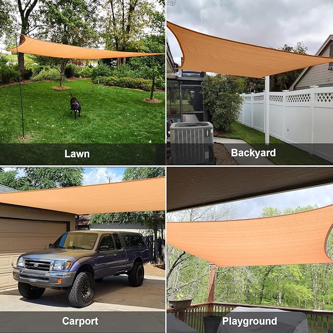 SUNLAX Sun Shade Sail 11' x 19' Peach Fuzz Rectangle Canopy Sail Shade Cover UV Block Permeable Sunshade Outdoor for Patio Backyard Deck Pergola (We Make Custom Size)