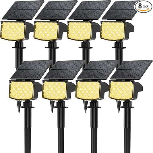 8 Pack Solar Spot Lights Outdoor, 2-in-1 Solar Lights Outdoor Waterproof IP65, Solar Powered Landscape Spotlights 3 Modes for Yard Garden Pathway Driveway Tree(Warm White)