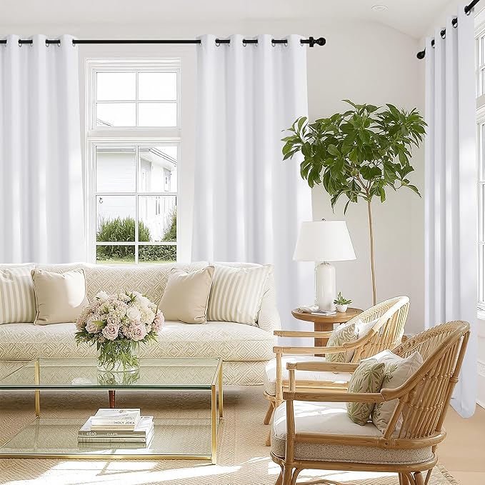NICETOWN Pure White 100% Blackout Curtains 72 inches Long with White Liner, Grommet Thermal Drapes Privacy Window Treatments for Bedroom/Night Shift, 1 Panel, W52 x L72