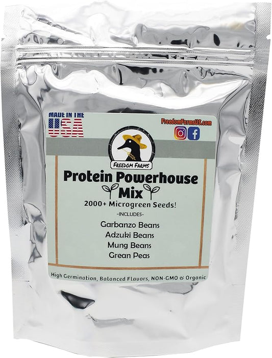 1/2 Pound Protein Bean Sprout Starter Seeds - 8 Servings per Bag - Organic NON-GMO - Includes Garbanzo, Adzuki, Mung, and Green Pea