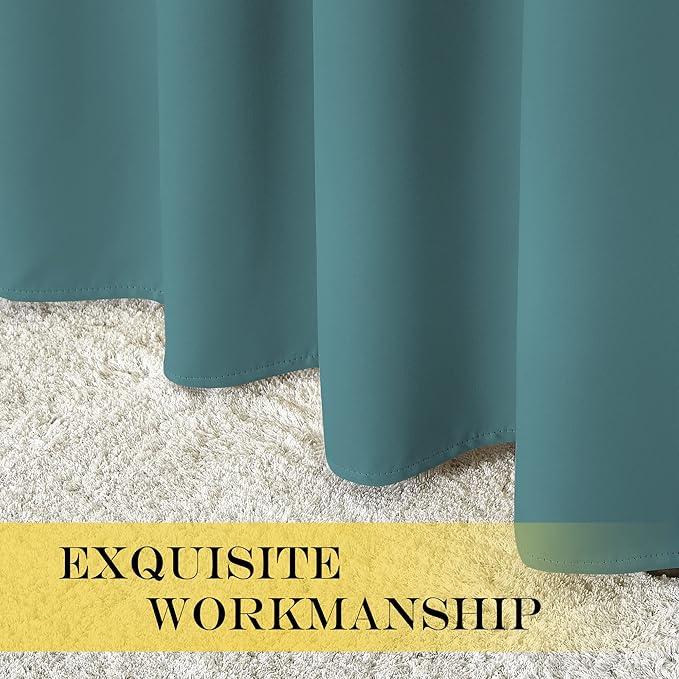 NICETOWN Patio Blackout Curtain Panels - Extra Wide Sliding Door Thermal Insulated Drape, Privacy Room Divider Curtain for Bedroom Office (Sea Teal, 66 x 118 Inch Long)