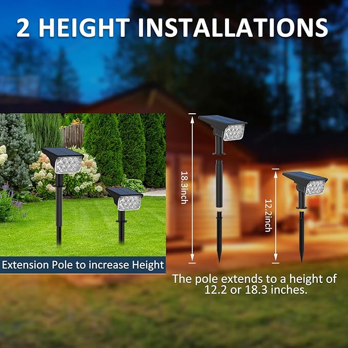 T-SUNUS Green Solar Spot Lights Outdoor 4 Pack, IP65 Waterproof Landscape Spotlights 2 Modes Dusk to Dawn for St Patricks Day Halloween Christmas Tree Pond Patio Garage Statue Graveyard Garden Flag