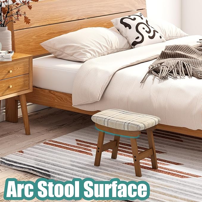 Foot Stools Ottoman, Small Foot Stool Ottoman, and Footstool, Wooden Foot Stool, Sofa Footrest Extra Seating for Living Room Entryway Office