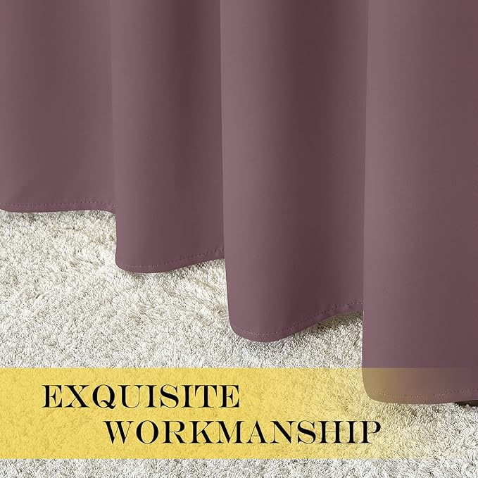 NICETOWN Blackout Dry Rose Curtain 84 inches Long for Bedroom - Thermal Insulated Grommet Room Darkening Window Treatment Sound Dampening Drape for Living Room (W52 x L84, 1 Panel)