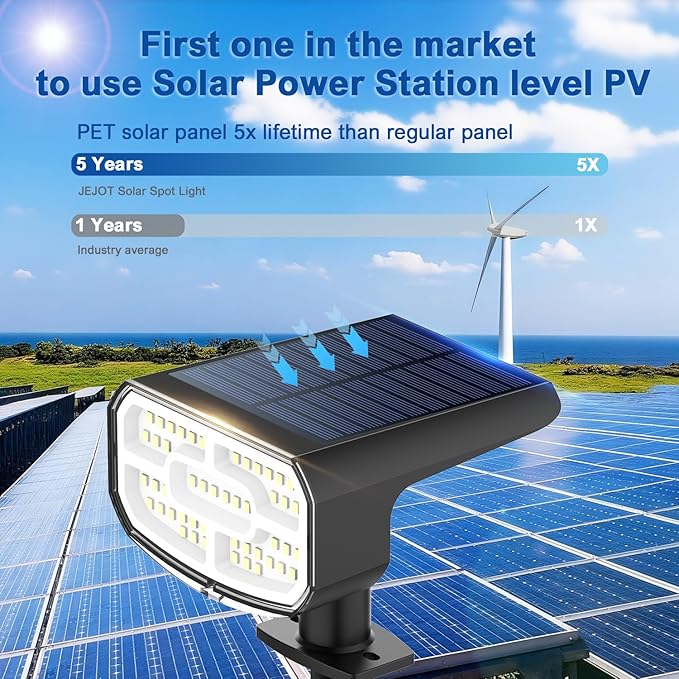 Solar Lights Outdoor Waterproof IP65,Auto On/Off, 6000K 2 Lighting Modes, Super Bright LED, Solar Powered Yard Garden Solar Spot Lights for Outside Landscape -6 Pack