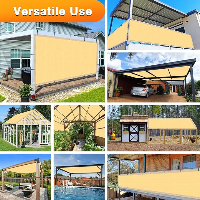 Artpuch Outdoor Pergola Shade Cover 8x14 FT Sun Shade Cloth with Grommets Sand 90% UV Protection Canopy Patio Privacy Screen (Customized Available)