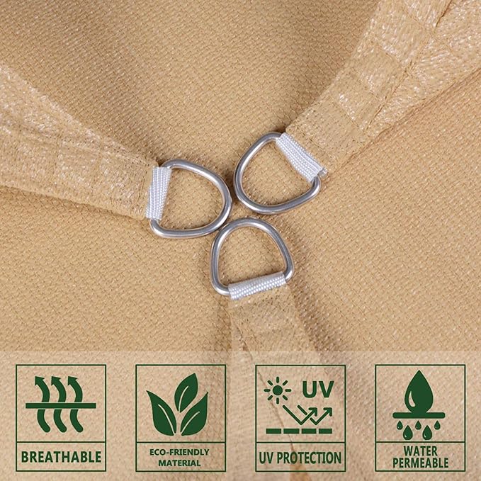 SUNLAX Sun Shade Sail 16' x 16' x 16' Sand Triangle Canopy Sail Shade Cover UV Block Permeable Sunshade Outdoor for Patio Backyard (We Make Custom Size)