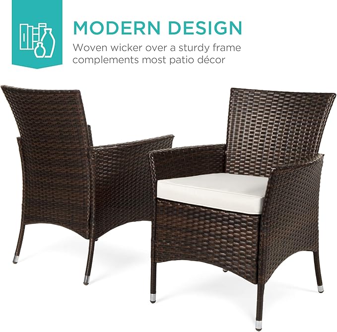Best Choice Products 5-Piece Indoor Outdoor Wicker Dining Set Furniture for Patio, Backyard w/Square Glass Tabletop, Umbrella Cutout, 4 Chairs - Cream
