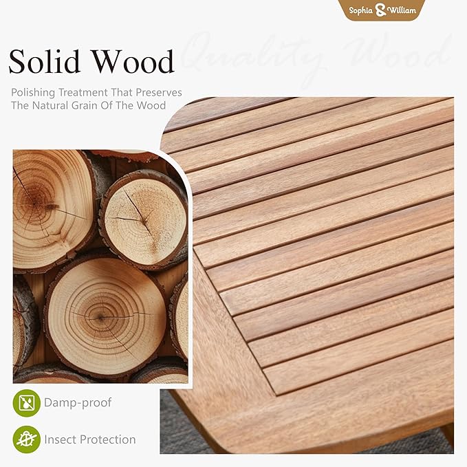 Sophia & William Patio Outdoor Table and Chairs Set, Patio Dining Sets for 8, 9 Pieces Patio Table Set for Backyard Deck Porch Outside, Acacia Wood Table Expandable with Hole and Chairs