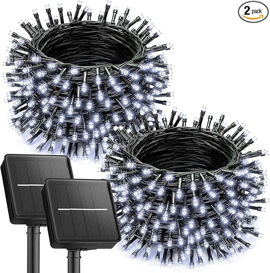 Brightown 2 Pack Solar String Lights for Outside, Each 46Ft 120 LED Solar String Lights Outdoor with 8 Modes, IP65 Waterproof Solar Lights for Patio Yard Wedding Garden Party Decorations, Cool White