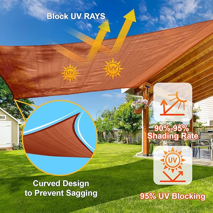 SUNLAX Sun Shade Sail 7' x 18' Terra Red Rectangle Canopy Sail Shade Cover UV Block Permeable Sunshade Outdoor for Patio Backyard Deck Pergola (We Make Custom Size)