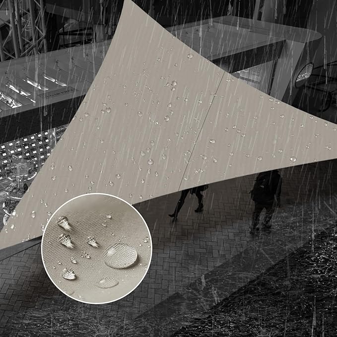 SUNNY GUARD Waterproof Sun Shade Sail 15'x15'x15' Taupe Triangle UV Block Sunshade for Backyard Yard Deck Patio Garden Outdoor Activities and Facility(Customized)