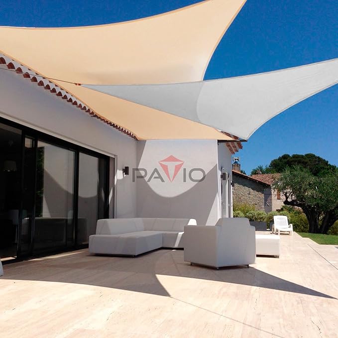 Patio Paradise 27' x 27' x 27' Sun Shade Sail Triangle Canopy Shade Cloth Fabric Sunlight Block Patio Pergola Cover HDPE Deck Awning for Outdoor Backyard Roof Shading, Gray