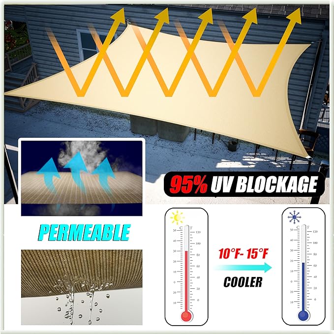 Amgo Custom Size 15' x 21' x 25.8' Black Right Triangle Sun Shade Sail UPF50+ AGTAPRT12, Order to Make Canopy Awning, 95% UV Blockage, Water & Air Permeable, Commercial Standard (We Customize)