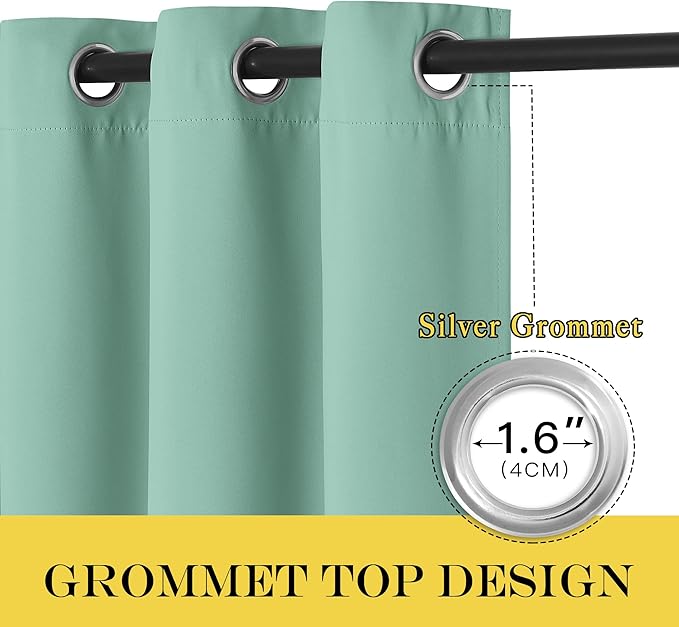 NICETOWN Room Darkening Short Curtain 54 inches Long for Living Room, Grommet Sound Reducing Thermal Insulated Curtains for Bedroom Nursery Window, 46W x 54L, 1 Piece, Aqua Blue