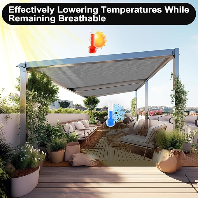 Artpuch 90% Sun Shade Cloth, 4 x 12 FT Pergola Shade Cover Canopy with Grommets, Sun Screen Fabric Tarp for Patio, Outdoor, Garden, Backyard, Blue Grey