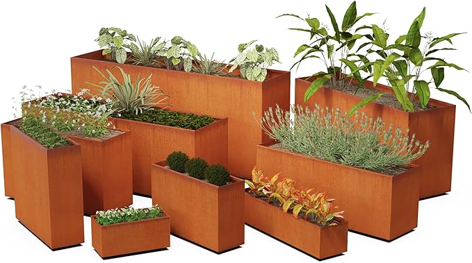 Plantercraft Extra Large Rectangular Planter for Outdoor Plants – 72x24x36 Corten Steel Planter Box for Patios, Decks & Privacy Screens | Heavy Duty Metal Planter Rectangle