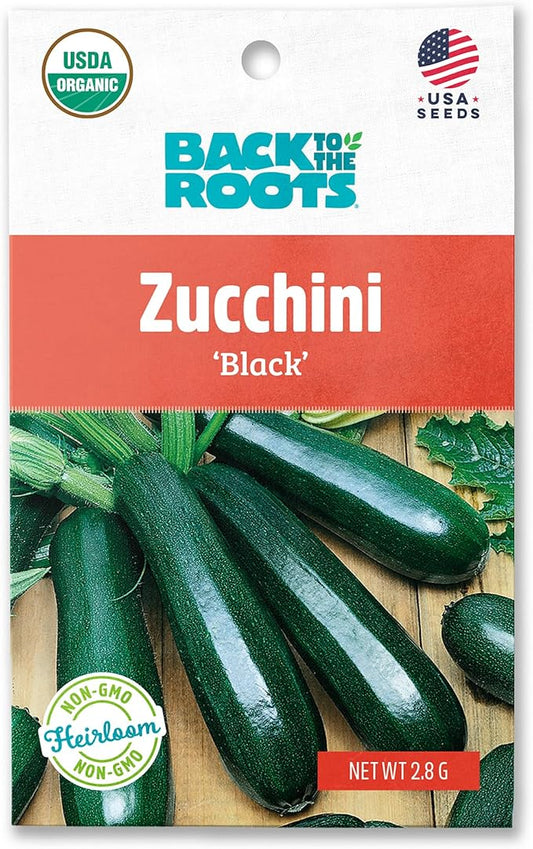 Back to The Roots 100% Organic Seed Packet - Squash 'Summer Black Zucchini' 2.8g