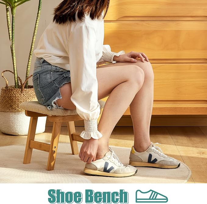 Foot Stool, Foot Stool Small, Ottoman Foot Rest, Wood Stool for Living Room, Bedroom, and Kitchen