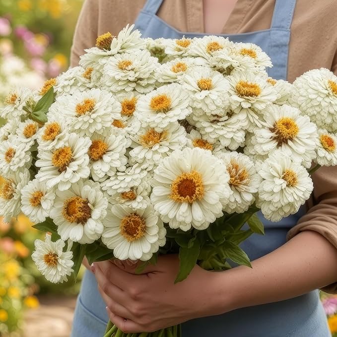 Seed Needs Zinnia Seeds Polar Bear White Variety Fast Blooming | 5,000+ Heirloom & Open Pollinated Seeds | Annual Cut Flowers Large Blooming | Bulk