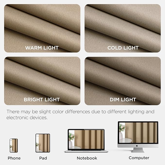 Joydeco Blackout Door Curtain for Doorway Privacy 78 Inches Long, Grommet Closet Curtain for Open Closet, Room Divider for Bedroom Living Room (Light Beige, 52Wx78L, 1 Panel)
