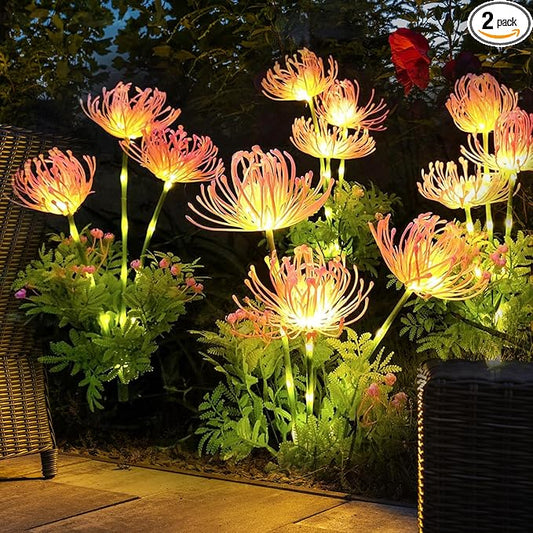 Solar Garden Lights Glowing Flowers & Stems, Outdoor Garden Decoration, Yard Decor