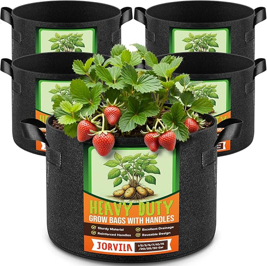 5 Pack 20 Gallon Grow Bags, Thickened Nonwoven Fabric Planter Pots with Handles, Heavy Duty 300G Garden Pots for Tomato, Potato and Vegetable