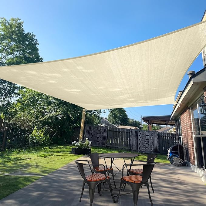 SUNLAX Sun Shade Sail 8' x 20' Butter Cream Rectangle Canopy Sail Shade Cover UV Block Permeable Sunshade Outdoor for Patio Backyard Deck Pergola (We Make Custom Size)