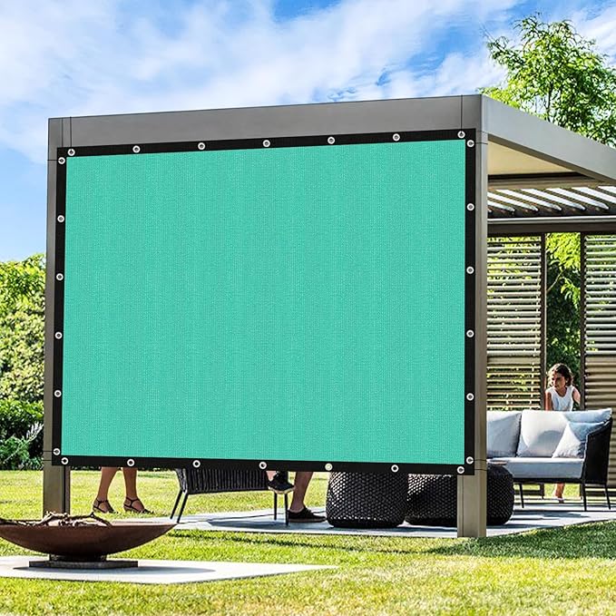 Artpuch Outdoor Pergola Shade Cover 11' X 11' Sun Shade Cloth with Grommets, 90% UV Protection Canopy Patio Privacy Screen (Customized Available) GN107, Turquoise