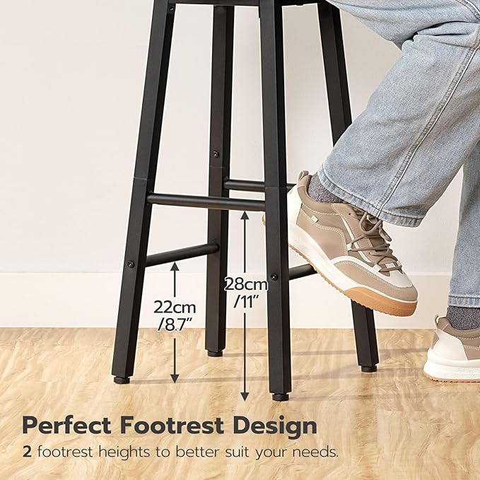 HOOBRO Bar Stools Set of 2, Counter Height Bar Stools, 25.8" Bar Stools for Kitchen Island, Industrial Kitchen Bar Chairs, for Dining Room, Kitchen, Bar, Greige and Black BG07BY01G1N2