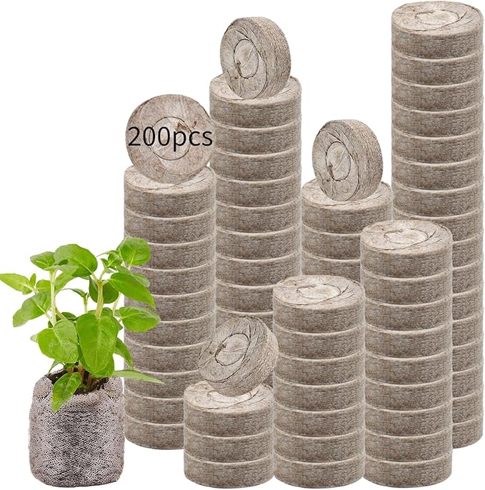 Legigo 200 Pcs 30mm Seed Starter Peat Pellets Pods for Seedlings- Compressed Seed Starting Pellets Seed Starter Pods Plugs Soil Peat Pods for Starting Seeds, Garden Planting Herb Flower Vegetables
