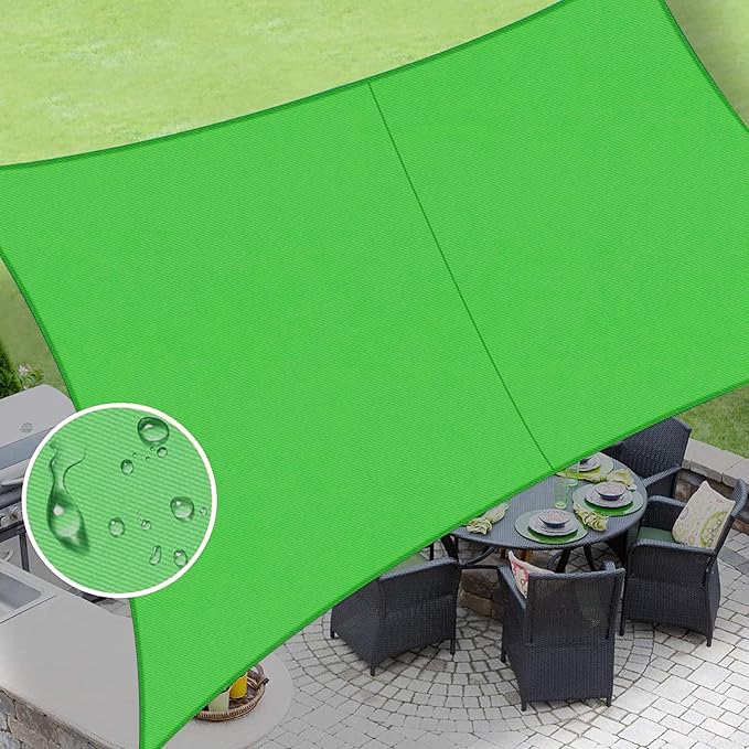 LOVE STORY Rectangle 9'x9' Waterproof Sun Shade Sail Canopy UV Block for Outdoor Patio Backyard Carport,Fruit Green(We Make Custom Size)
