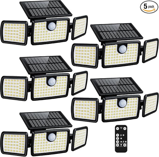 MIHANI Solar Lights Outdoor, Quick Charge Solar Motion Deck Lights Outdoor for Deck with High Brightness, Larger Built-in Tempered Glass Panel, Sensitive PIR Motion Inductor (Remote,5 Pack)