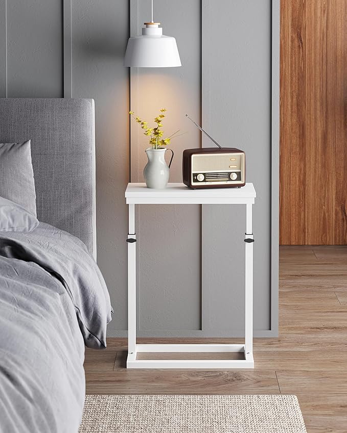 TUTOTAK End Table, Side Table, Tall Couch Table, Sofa Table, Living Room, Bedroom, White TB01BW0832