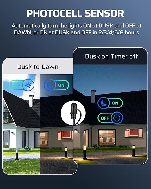 DEWENWILS 300W Low Voltage Landscape Transformer, Outdoor Low Voltage Transformer with Photocell Sensor & Timer, 120V AC to 15V DC, Landscape Lighting Transformer for Spotlight Garden Light Steplight