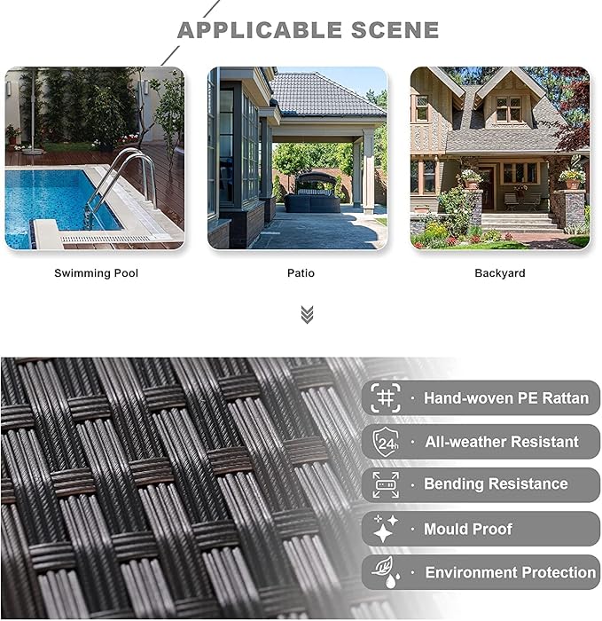 Kullavik Outdoor Patio Furniture Set,12 Pieces Sectional Rattan Sofa Set Brown PE Rattan Wicker Patio Conversation Set with 10 Seat Cushions and 2 Tempered Glass Coffee Table,Grey