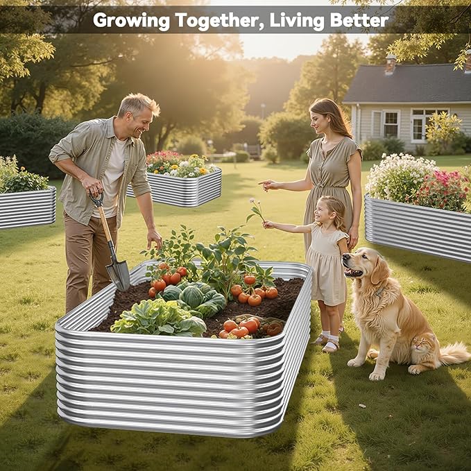 2 Pack Tall 6x3FT Raised Beds for Gardening, Corrugated Galvanized Steel Raised Garden Bed, Outdoor Metal Above Ground Garden Bed for Vegetables and Flowers
