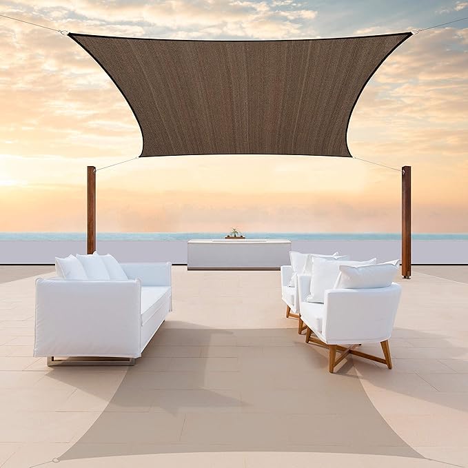 ColourTree TAPR1616 Custom Size 9' x 20' Brown Sun Shade Sail Canopy UV Block UPF50 Rectangle - Commercial Standard Heavy Duty - 190 GSM - 3 Years Warranty